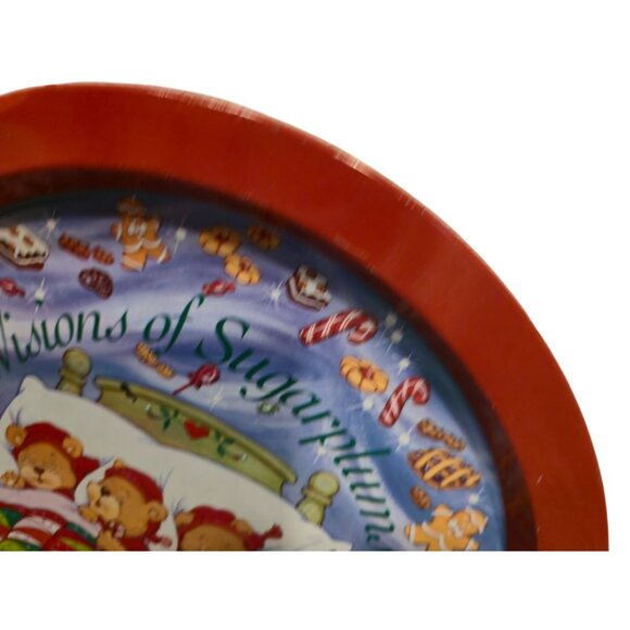Retro Christmas tin tray set Teddy bear anthropomorphic Holiday serving platter - Picture 6 of 10
